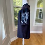 Rebellion Navy Blue Embroidered Cotton Off the Shoulder Loose Fit Shift Dress M Photo 4