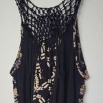 Free People  Crochet Boho Flowy Asymmetrical Cut Out Tank Top Size L Photo 4