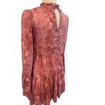 Altar'd State Tiered Mini Dress Ruffle‎ Mock Neck Long Sleeve Pink Snakeskin Print Photo 5
