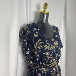 Loft  Floral Dress in Navy Ann Taylor Short sleeve Maxi Size Large NWOT Photo 3