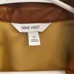 Nine West Women's Size Med NWT Faux-Leather Midi Dress Short Sleeve Maple Brown Photo 3