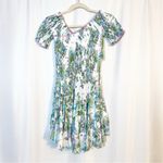 Poupette St. Barth Soledad Smocked Mini Dress Aqua Rain Forrest Tropical Jungle Photo 2