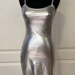 VINTAGE SILVER FOIL CAMI MINI DRESS HOLIDAY NYE Photo 0