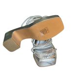 Rouge Helium  Silver Strappy Rhinestone Square Toe Slip On Sandal Photo 7