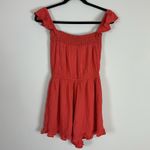 American Eagle NWT Red Off-Shoulder Button-Up Romper Photo 5