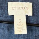 Chico's  Jacket Womens 2 US L‎ Blue Broderie Embellished 3/4 Sleeve Open Front Art Photo 5