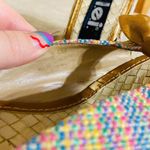 L.E.I  vintage y2k slide on woven pastel colors front bow tie wedges sandals shoes Photo 2