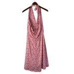 HUHOT Halter Dress Floral Ruched Summer Casual Sundress Pink White L Size L Photo 3