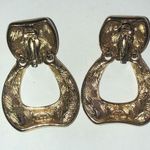 Givenchy Vintage Gold Tone and Black Clip On Door Knocker Statement Earrings Photo 3