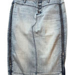 Bebe Women's Light Wash Denim Pencil Skirt with Side Zippers Size 26 Photo 0
