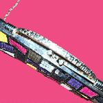 Gorgeous evening clutch bag! Color block sequin and silver chain! New Photo 2