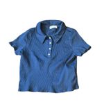 Altar'd State Altar’d State Navy Women’s Medium Collared Cropped Short Sleeve Polo Shirt Photo 6