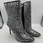 Azalea Wang Lively Silver Rhinestone Stiletto Ankle Boots Size 10 Party Heels Photo 0