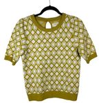 Maeve Anthropologie Harmon Jacquard Yellow Cream Sweater Short Sleeve Size XS Photo 0