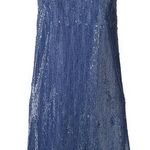 Carmen Marc Valvo  Denim Blue Sequin Sleeveless Shift Dress Size 6 Small Photo 1