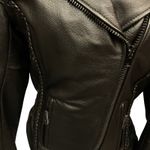 Leather King Braided Detail Sexy Fitted Black Leather Motorcycle Jacket Size S Photo 2