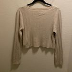House of Harlow 1960 Beige Ribbed Cropped Long Sleeve Sweater Size L Photo 4