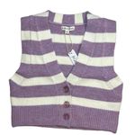 For Love & Lemons  Purple Stripe Sleeveless Cropped Sweater Vest Medium New Photo 13