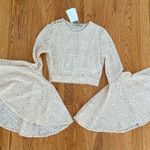 Bell Sleeve Lace Crop Top Butterfly Sleeve Blouse Lace Tee T Photo 9