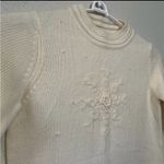 Westbound  Vintage Mockneck Cream Snowflake Embellished Sweater - Medium Photo 1