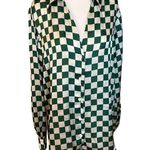 Show Me Your Mumu  Early Riser Pajama Top in Green Checker XSmall Womens Blouse Photo 3