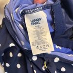 Lands' End  Navy Polka Dots Faux Wrap‎ One Piece Ruched Swimsuit 12DD Photo 7