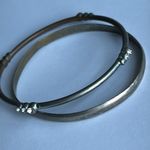 Women’s vintage‎ dainty set of 2 silver tone crystal bangle bracelets one size Photo 4