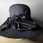 Giovannio Florence New York Women Black Floral Wide Brim Sun Hat Church Bow Cap Photo 0