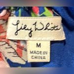 Lily White Women’s Blue Floral One Shoulder Blouse by - Sz Medium Photo 2