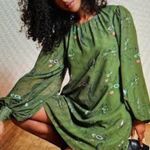 Hutch  Twiggy Dress Olive Green Pampered Faces Chiffon Novelty Print Medium Fairy Photo 1