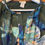 Nicole Miller Nicole Mille floral satin look smocked waist ruffle sleeve maxi dress small Photo 10