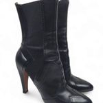 Alaïa Black High Rise Ankle Boots Perforated Trim Leather Size 38.5 Boho Cowboy Photo 0