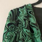 MISA Los Angeles Green Black Velvet V-neck Ruffle Blouse Women's size XS Photo 2