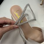 Lulus New Lelanee White Satin Rhinestone Bow Ankle Strap Pumps Size 9 Photo 4