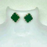 Chloe Clover Stud Earrings 18k Gold Plated Earrings in Green Photo 2