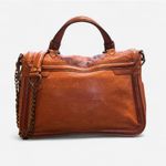 Olivia Heather Genuine Leather Satchel Bag Cognac Brown Photo 2