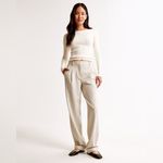 Abercrombie & Fitch NEW Abercrombie A&F Quinn Tailored Straight Pant in Oatmeal Size 27/4 Short Photo 3