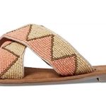 NEW Roan Bed Stu Beaded Slip On Sandals Beige Leather Lining Hand Made Size 9 Tan Photo 1