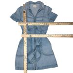 Alice + Olivia  Jeans Blue Denim Mini Dress Size 2 Zipper‎ Front Pockets Belted Photo 8