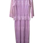VINTAGE 70s Elegant Pink lavender Sheer Lace Maxi Dress,Size 12,made in U.S.A. Photo 8