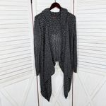 Rachel Zoe Melange Hooded Cardigan Sweater Low Hi Open Front Waterfall Black S Photo 7