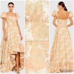 Mac Duggal 68276 Womens FLORAL PRINT PUFF SLEEVE HIGH LOW BROCADE GOWN Photo 1