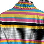 VTG Y2K AMI Women Jacket L Rainbow Stripe Windbreaker Preppy Coastal Travel Yellow Size L Photo 3