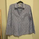 Kenar  Blue Stripe Ikat Print Bell Sleeve Blouse Size XL Photo 4
