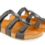 Haflinger Bio Alice Black Cork Leather Slip On Open Toe Sandal Women’s Size 10 Photo 0