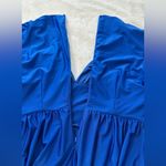 Royal Blue Satin Maxi Gown with Plunge Neckline and Dolman Sleeves Size XL Photo 14