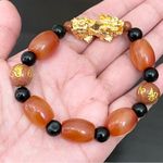 Handmade Natural Agate Carnelian Stone Pi Xiu Fengshui Lucky Stretch Bracelet Photo 7