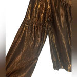Anthropologie NWT Amadi Merry Metallic Lure Bronze Party Cocktail Blouse Photo 5
