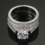 Boutique NEW 2pc Set 2 Carat Solitaire Diamond Engagement Wedding Photo 4