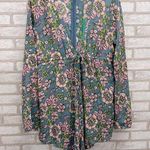 Tiare Hawaii Blue & Pink Floral Flare Sleeve Romper One Size Photo 0